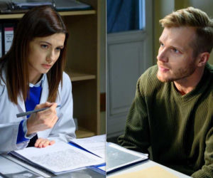 M jak miłość odc. 1430. Artur Skalski (Tomasz Ciachorowski), lekarka z psychiatryka (Ewelina Gnysińska)