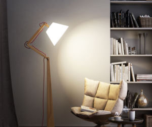 Lampa podłogowa w salonie, z ruchomą główką