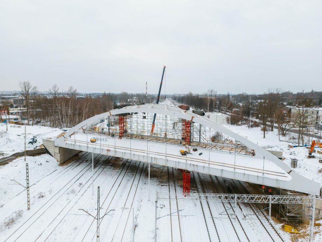 Budowa wiaduktu nad linia kolejową w Sosnowcu