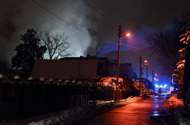 Pożar hali magazynowej w Skawinie