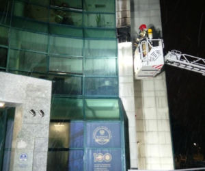 Pożar budynku Narodowego Banku w Kielcach! Paliła się elewacja