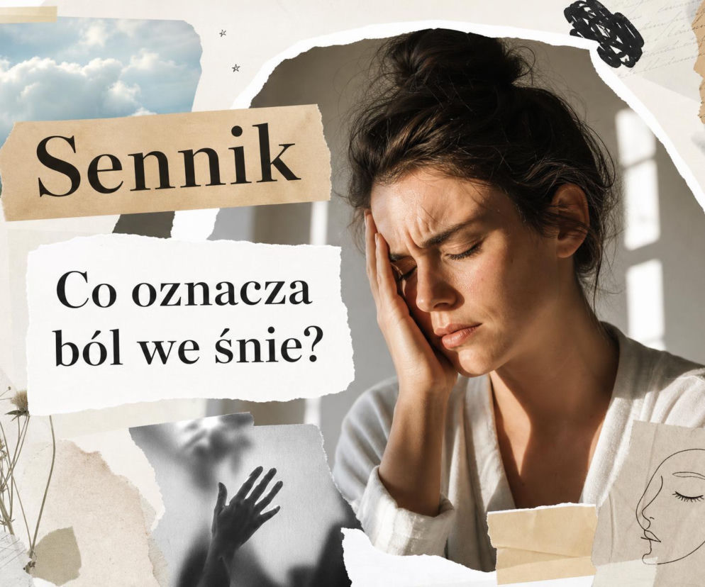 Kobieta z grymasem bólu trzyma się za głowę. O znaczeniu snów o bólu i stresie przeczytasz na SE.