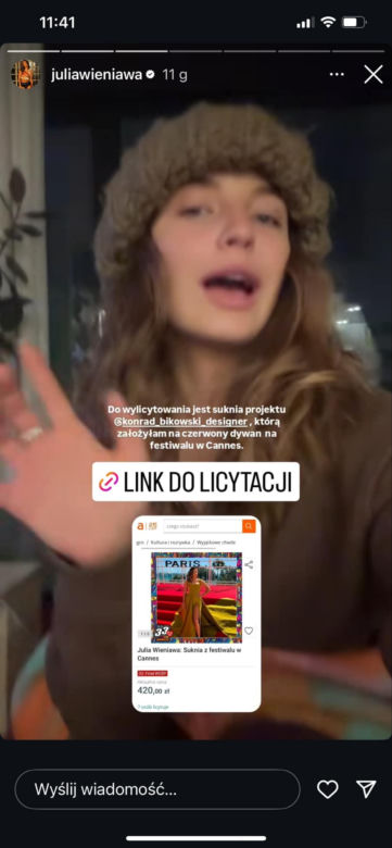 Julia Wieniawa wystawiła sukienkę na WOŚP. Kreacja dotykała samej Evy Longorii