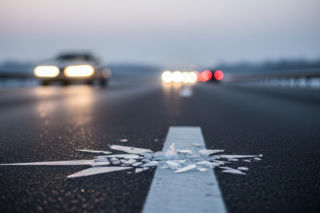 Lód przebił szybę Audi. Co grozi kierowcy ciężarówki, który uciekł?