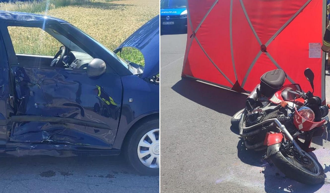 Tragedia na skrzyżowaniu. Motocyklista zginął po zderzeniu z osobówką!