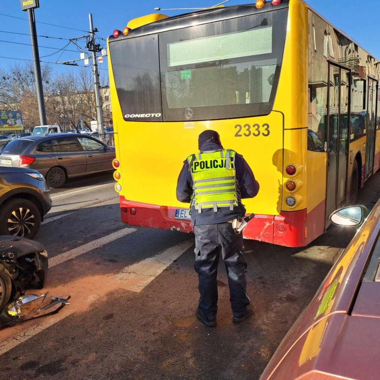 Wypadek na Kopcińskiego w Łodzi
