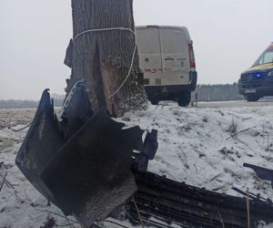 Roztrzaskał dostawczaka na drzewie. Gdy policjanci zajrzeli do bagażnika, zamarli