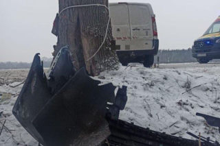 Roztrzaskał dostawczaka na drzewie. Gdy policjanci zajrzeli do bagażnika, zamarli