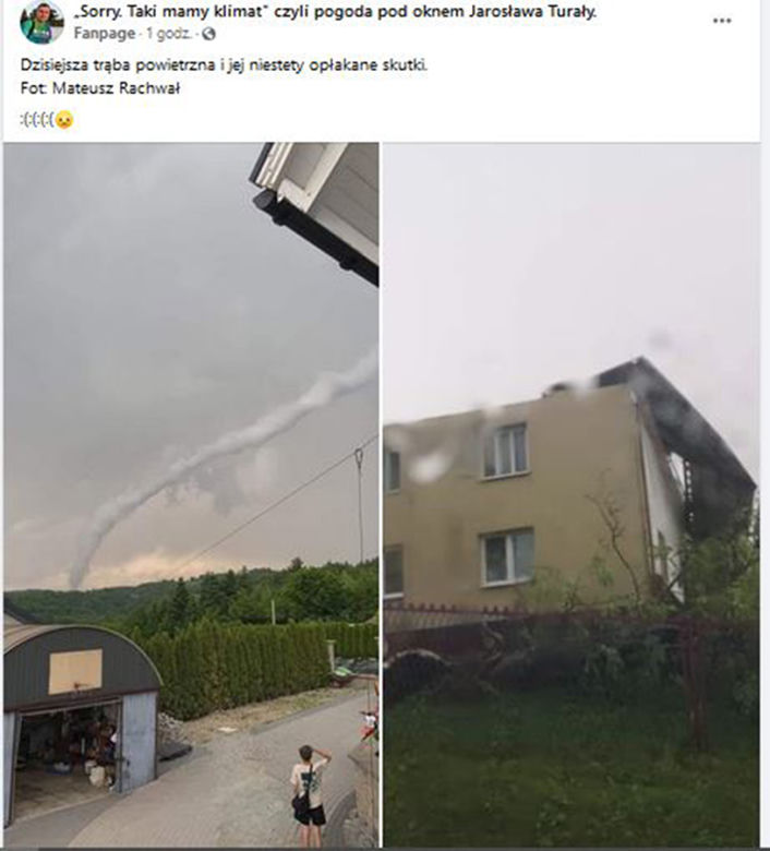 Trąba powietrzna nad Sądecczyzną
