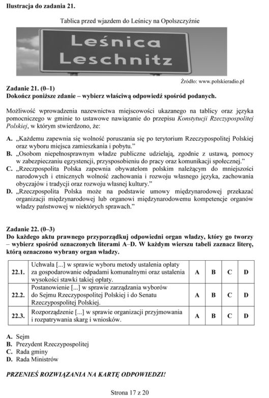 EGZAMIN GIMNAZJALNY 2014 HISTORIA WOS - ARKUSZE OFICJALNE Z CKE