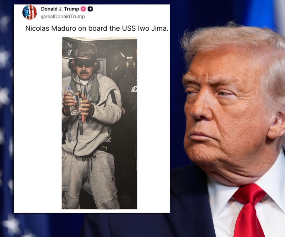 Trump opublikował zdjęcie pojmanego Maduro na pokładzie USS Iwo Jima