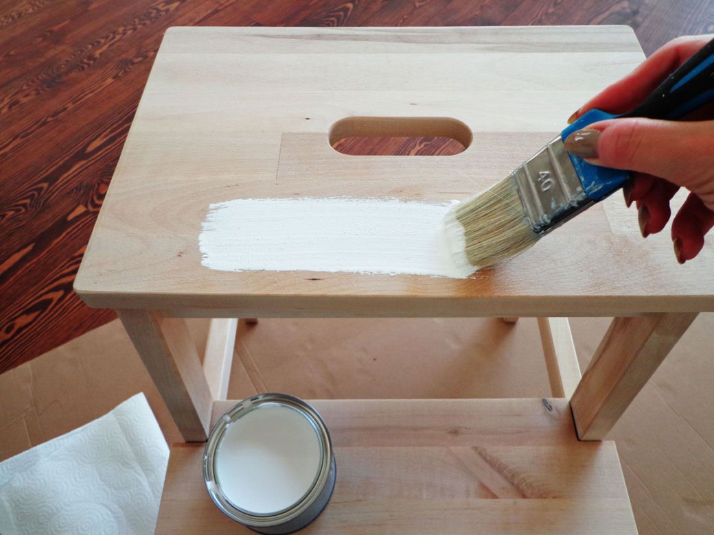 Taboret ze schodkiem IKEA w wersji decoupage