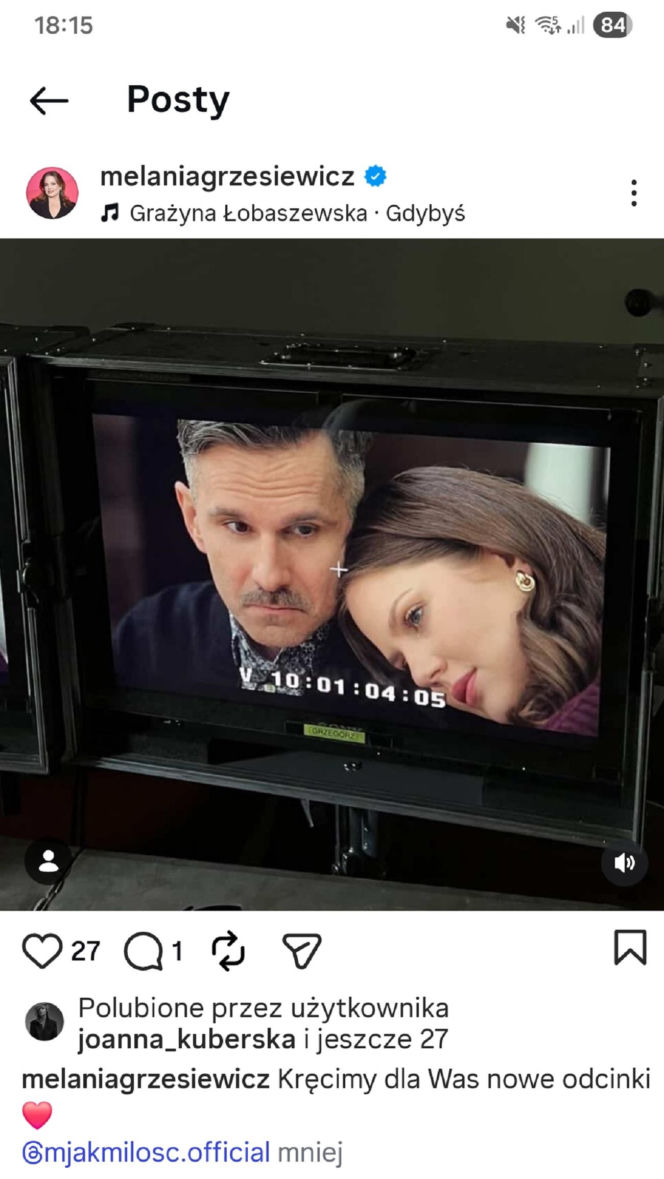 M jak miłość nowy sezon na planie. Anita (Melania Grzesiewicz), Kamil (Marcin Bosak)