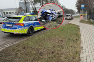 Motocyklista wbił się w tył skody. Był kompletnie pijany
