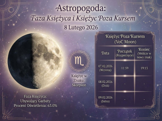 Astropogoda, infografika na dziś - 08-02-2026