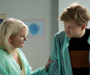 M jak miłość odc. 1500. Marta (Dominika Ostałowska), Łukasz (Jakub Józefowicz)