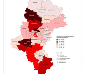 Rozmieszczenie i zasięg występowania SARS-CoV-2 w województwie śląskim