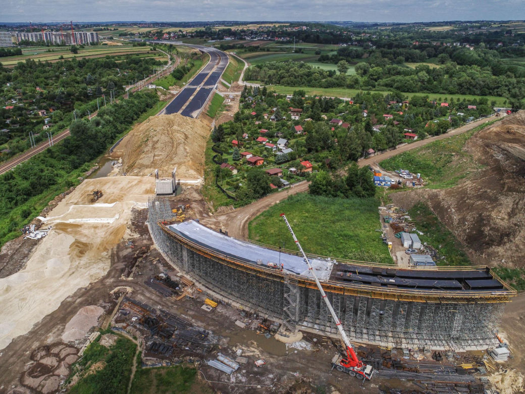 Zdjęcia z placu budowy S7 Kraków - Widoma, czerwiec 2024
