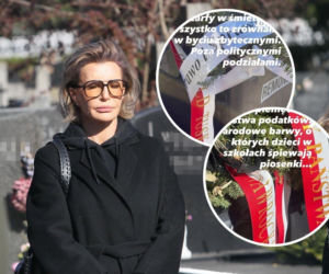 Gorzkie słowa Joanny Racewicz. Pokazała wieńce od Nawrockiego i Tuska na śmietniku