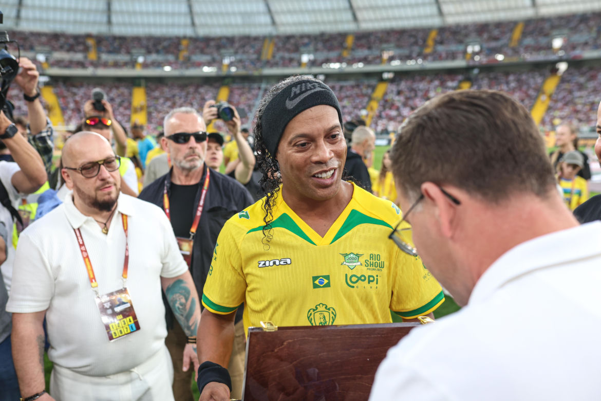 Ronaldinho na Stadionie Śląskim w meczu gwiazd Polska - Brazylia
