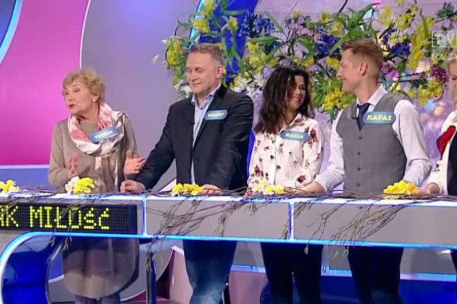 Familiada odcinek 16.04.2017, Teresa Lipowska, Robert Moskwa, Katarzyna Cichopek, Rafał Mroczek, Olga Szomańska