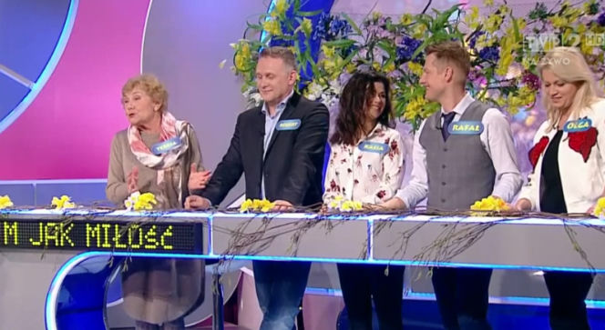 Familiada odcinek 16.04.2017, Teresa Lipowska, Robert Moskwa, Katarzyna Cichopek, Rafał Mroczek, Olga Szomańska