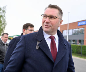 Konferencja prasowa przed Fabryką Broni ŁUCZNIK