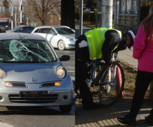 Gruchnął małym nissanem w rowerzystkę na przejeździe! Krok od tragedii