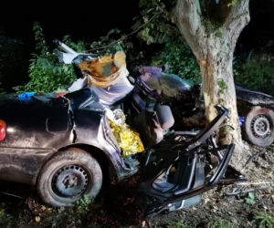 Tragiczny wypadek pod Braniewem. Audi wbiło się w drzewo. Nie żyje 19-latek [ZDJĘCIA]