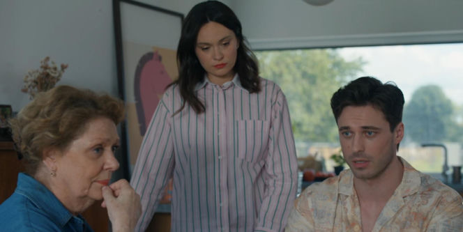 Barwy szczęścia odc. 3274. Cezary Rawicz (Marcel Opaliński), Natalia (Maria Dejmek),  Józefina Rawiczowa (Elżbieta Jarosik)