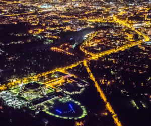 Wrocław nocą z lotu ptaka