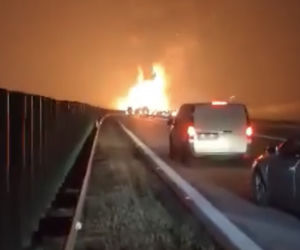 Potężny pożar ciężarówki na A4 pod Legnicą