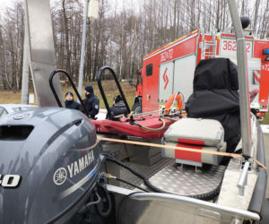 Symulacja akcji ratunkowej na zbiorniku Korzeń w Skrzyszowie
