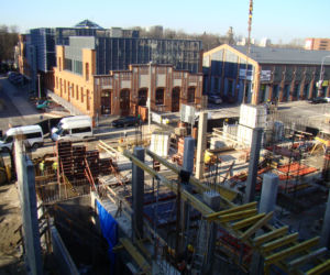 Zdjęcie z budowy nowej inwestycji LabFactor – nowoczesne laboratoria badawcze Politechniki Łódzkiej.