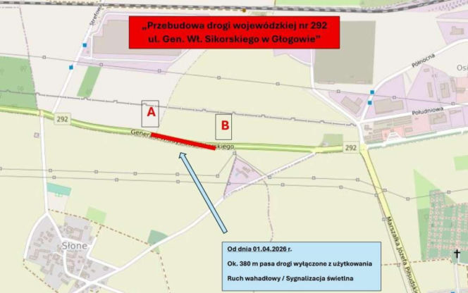 przebudowa głogowskiego odcinka Drogi Wojewódzkiej nr 292.