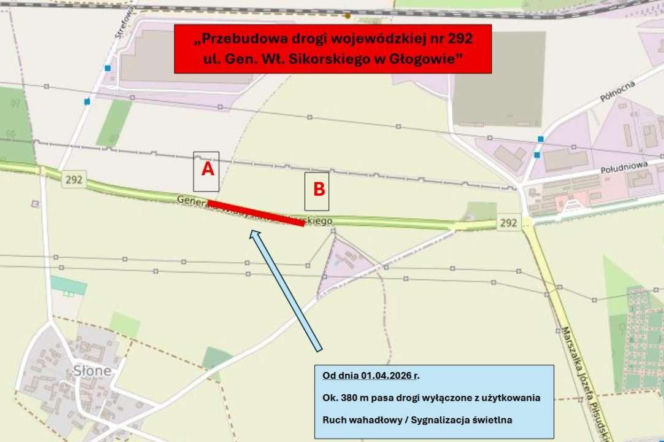 przebudowa głogowskiego odcinka Drogi Wojewódzkiej nr 292.