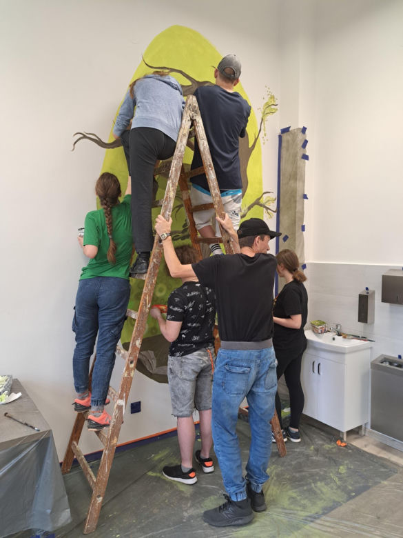 Mural w Pedagogicznej Bibliotece Wojewódzkiej w Nowym Sączu