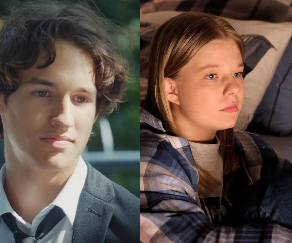 Dwa osobne kadry przedstawiające Lenkę (Olga Cybińska) z długimi blond włosami i Grześka (Borys Wiciński) z kręconymi, ciemnymi włosami. Lenka ubrana jest w szaro-niebieską koszulę w kratę, siedzi obok poduszek. Grzesiek ma na sobie garnitur i białą koszulę z krawatem, a za nim widać niewyraźne zielone tło. Artykuł o zdradzie Grześka i braku wybaczenia ze strony Lenki, to tylko na Super Seriale.