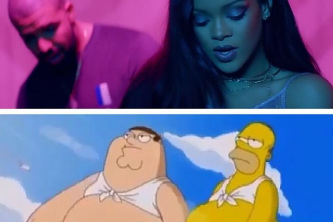 Work: Homer Simpson i Peter Griffin w trzeciej odsłonie teledysku Rihanny i Drake'a