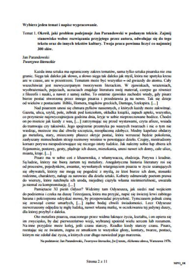 Matura 2016 język polski rozszerzony