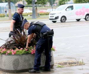 Policjanci grzebią w śmietnikach i kwietnikach w centrum Warszawy
