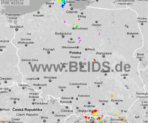 Burze w Polsce 6.07.2012 - MAPKA z godz. 12.15-14.15