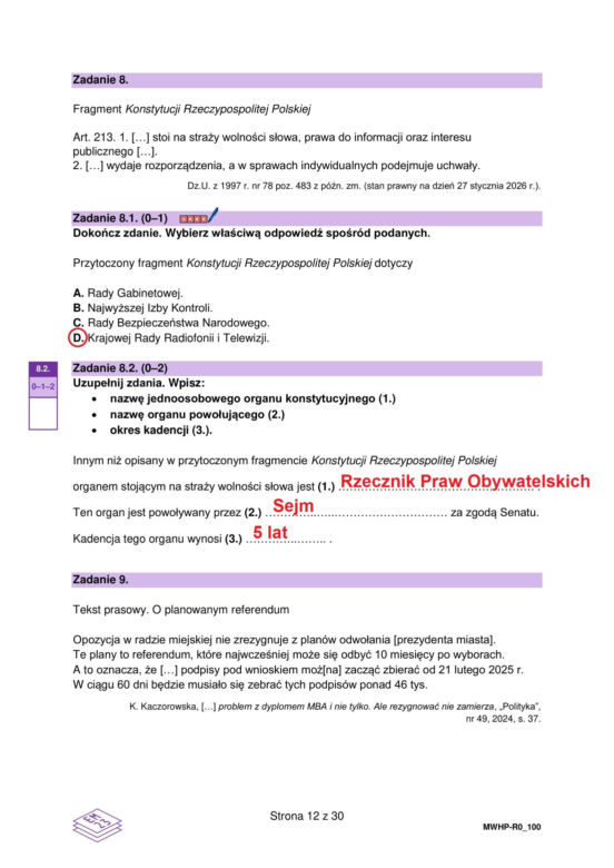 Matura 2026 WOS rozszerzony: Arkusze CKE i odpowiedzi - sprawdź, czy zdałeś! 12.05.2026