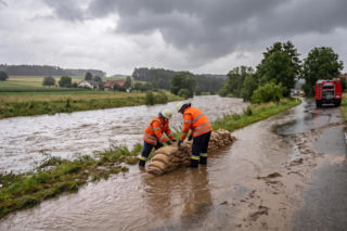 Wysoki stan wody w rzece Lipówce. Strażacy ratują drogę przed zalaniem