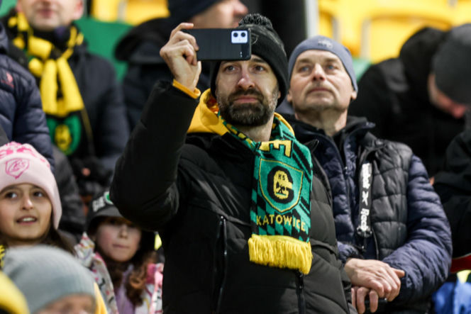 GKS Katowice - Widzew Łódź, zdjęcia kibiców z meczu 20. kolejki PKO BP Ekstraklasy