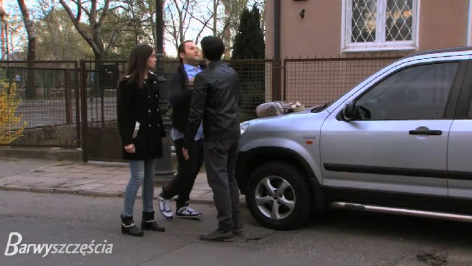 Barwy szczęścia. Natalia (Maria Dejmek), Klemens (Sebastian Perdek), Irek (Otar Saralidze) 