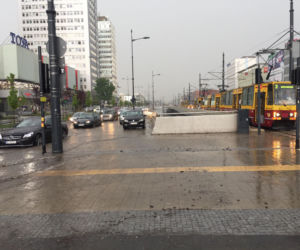 Krajobraz centrum Łodzi po burzy