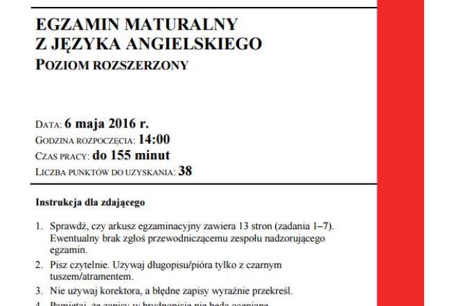 Matura 2016 język angielski