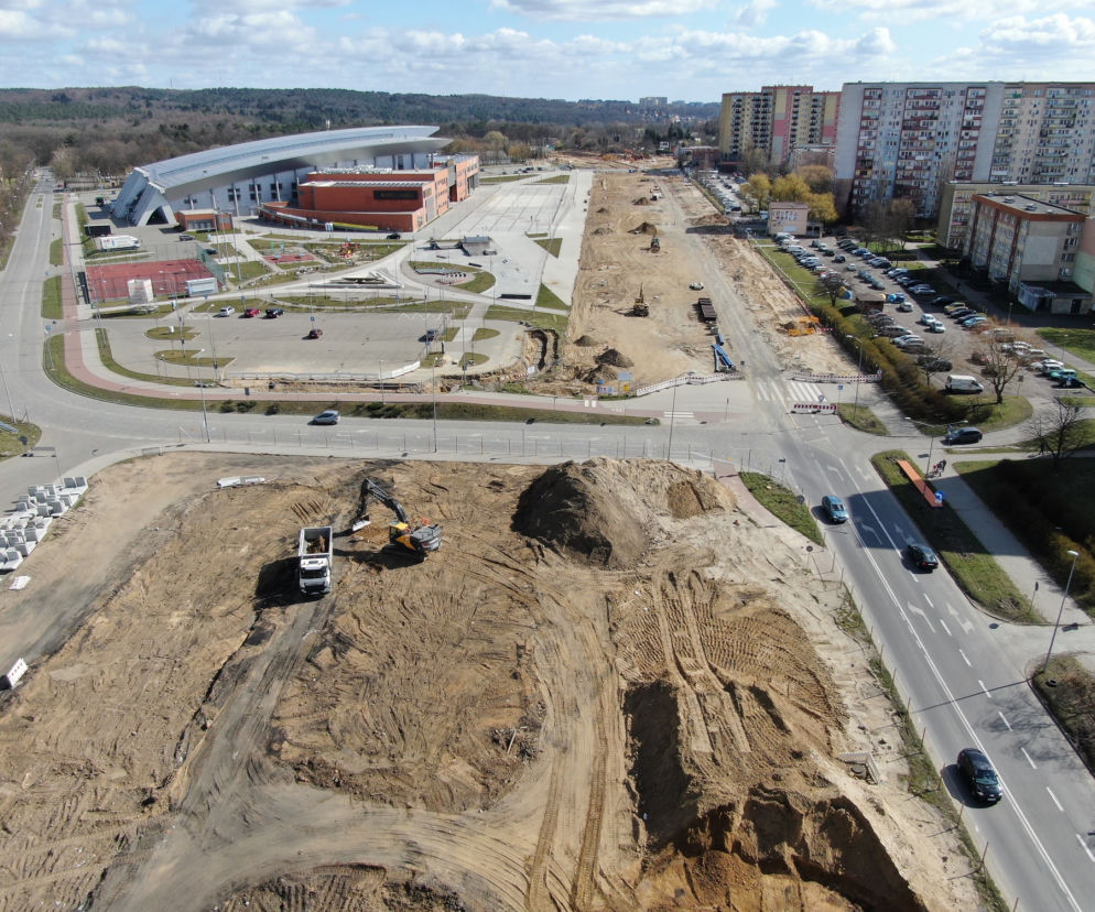 Przebudowa ulicy Szafera w Szczecinie - kwiecień 2020