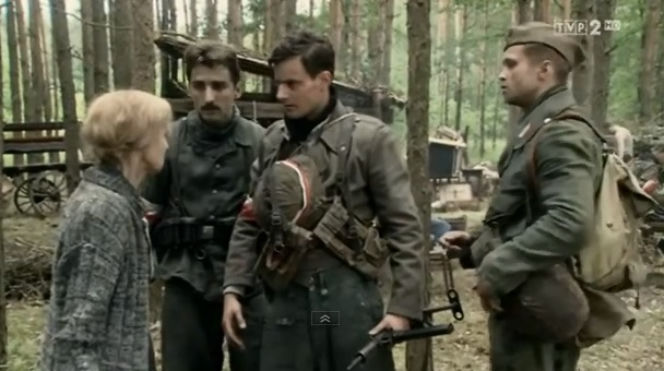 Czas honoru Powstanie odc. 8. Helena (Ewa Wencel), Romek (Piotr Żurawski), Janek (Antoni Pawlicki), Bronek (Maciej Zakościelny)